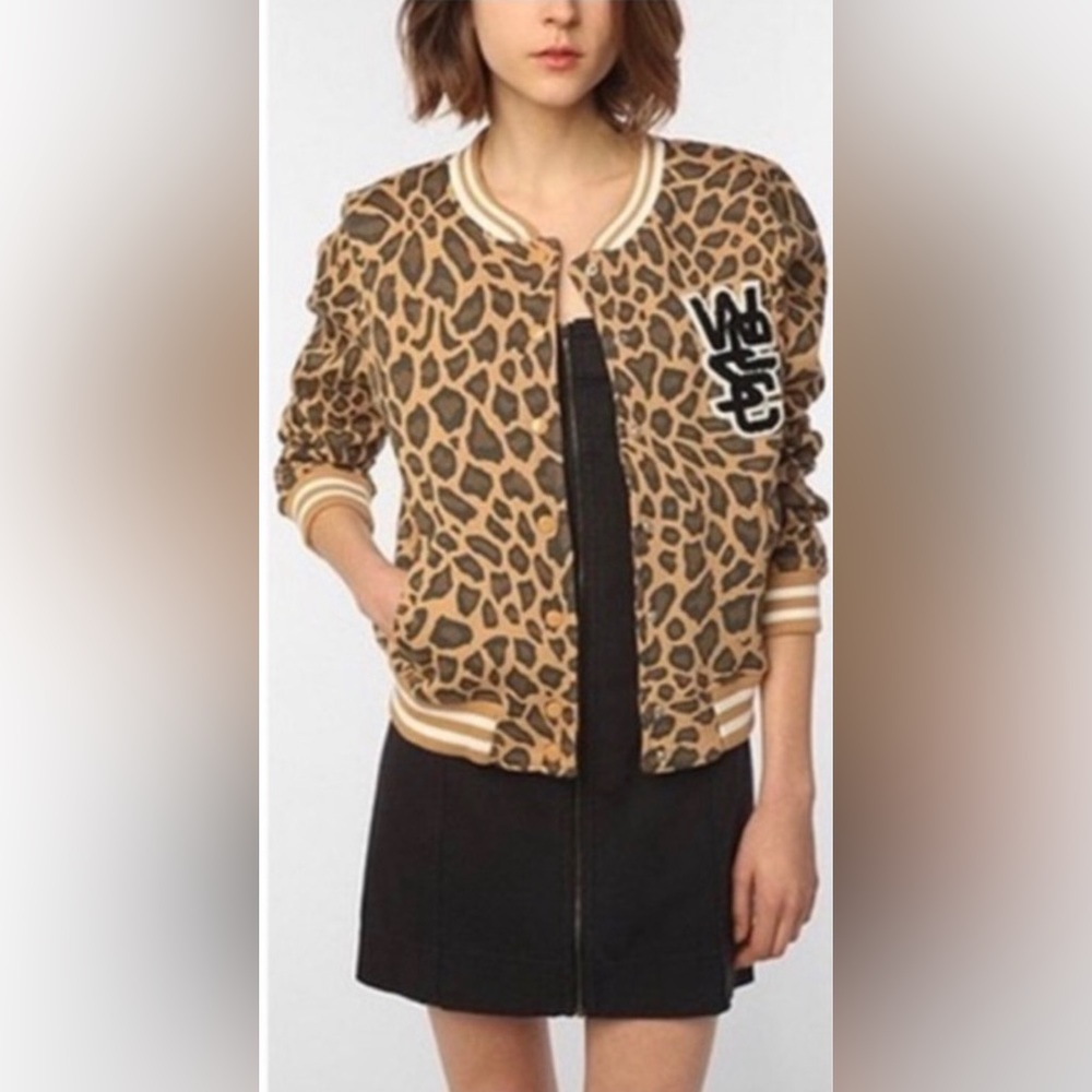 Wesc Leopard Print Bomber Style Jacket